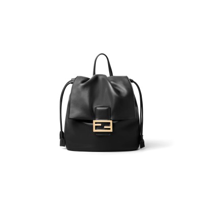 FENDI BLACK LEATHER BACKPACK 8BZ057AYJ1F0KUR (26*23*12cm)